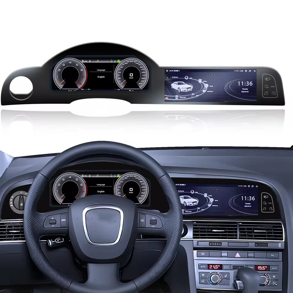 23'' Inch LCD Digital Cluster For AUDI A6 2005-2014 Double screen Dashboard Panel Speedometer | PareiAuto