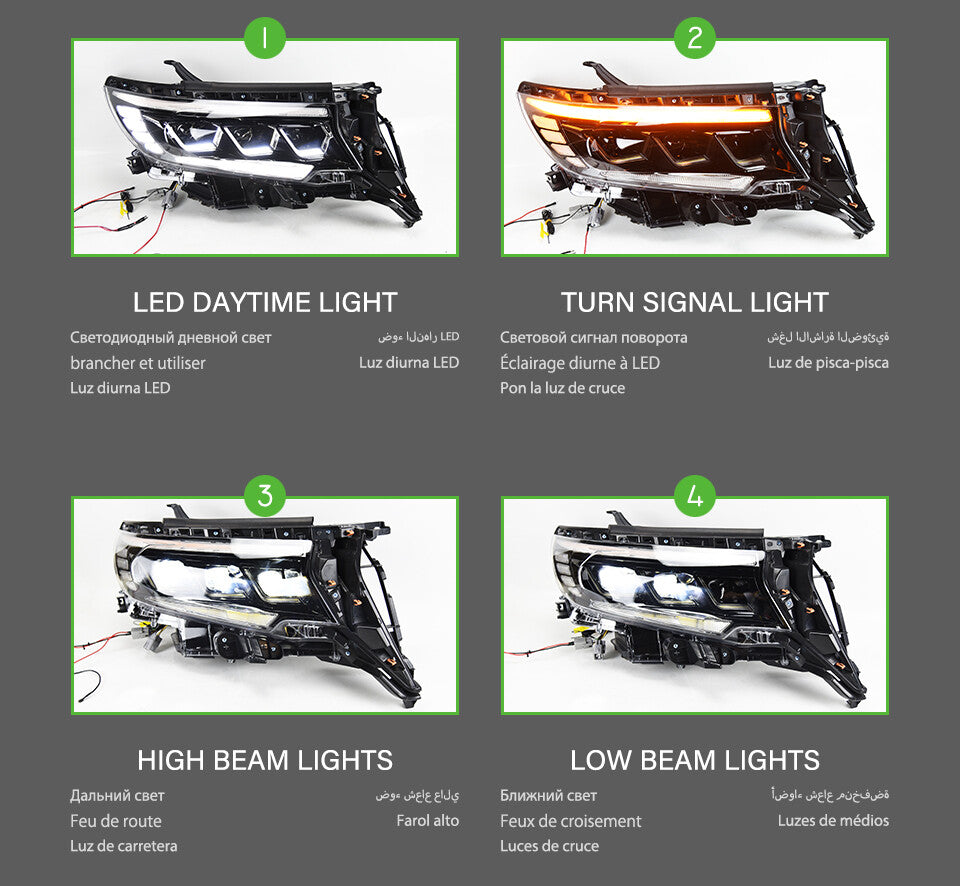 LED Headlight For Toyota Prado 2018 2019 2020 2021 2022 DRL Sequential Turn Signal Front DRL HeadLamps Assembly