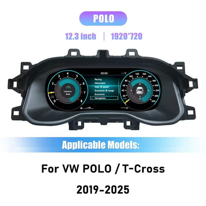 12.3" Inch LCD Digital Instrument Cluster Speedometer Fits For VW Polo T-Cross 2019-2025 | PareiAuto
