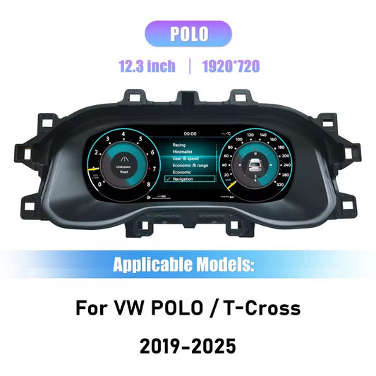 12.3" Inch LCD Digital Instrument Cluster Speedometer Fits For VW Polo T-Cross 2019-2025 | PareiAuto