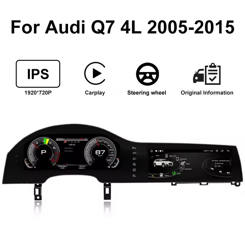 Cluster dash For Audi Q7 4L 2005-2015 Digital screen Carplay Auto speed Dash Cluster Virtual Cockpit 12.3inch+10.25inch | PareiAuto