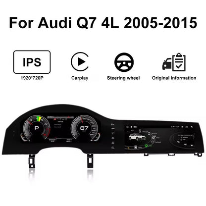 Cluster dash For Audi Q7 4L 2005-2015 Digital screen Carplay Auto speed Dash Cluster Virtual Cockpit 12.3inch+10.25inch | PareiAuto