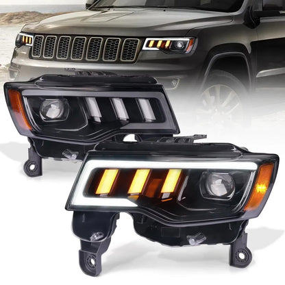 LED Headlight For Jeep Grand Cherokee 2014-2022 Sequential Turn Signal Start Up Animation LED Headlight Assembly