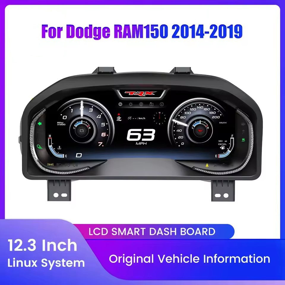 For Dodge RAM 1500 2014 2015 2016 2017 2018 2019 12.3" Inch LCD Digital Dashboard Cluster Virtual Instrument | PareiAuto