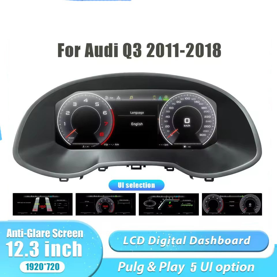 12.3" Lcd Dashboard Display For Audi Q3 2012-2018 Odometer Speedometer Screen Virtual Cockpit Digital Cluster Instrument CarPlay | PareiAuto
