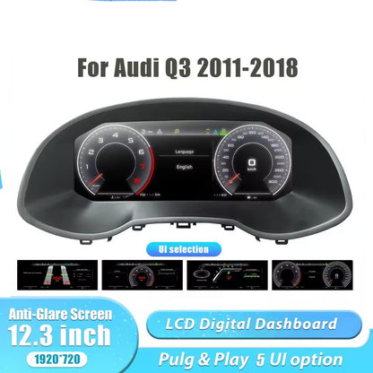 12.3" Lcd Dashboard Display For Audi Q3 2012-2018 Odometer Speedometer Screen Virtual Cockpit Digital Cluster Instrument CarPlay | PareiAuto