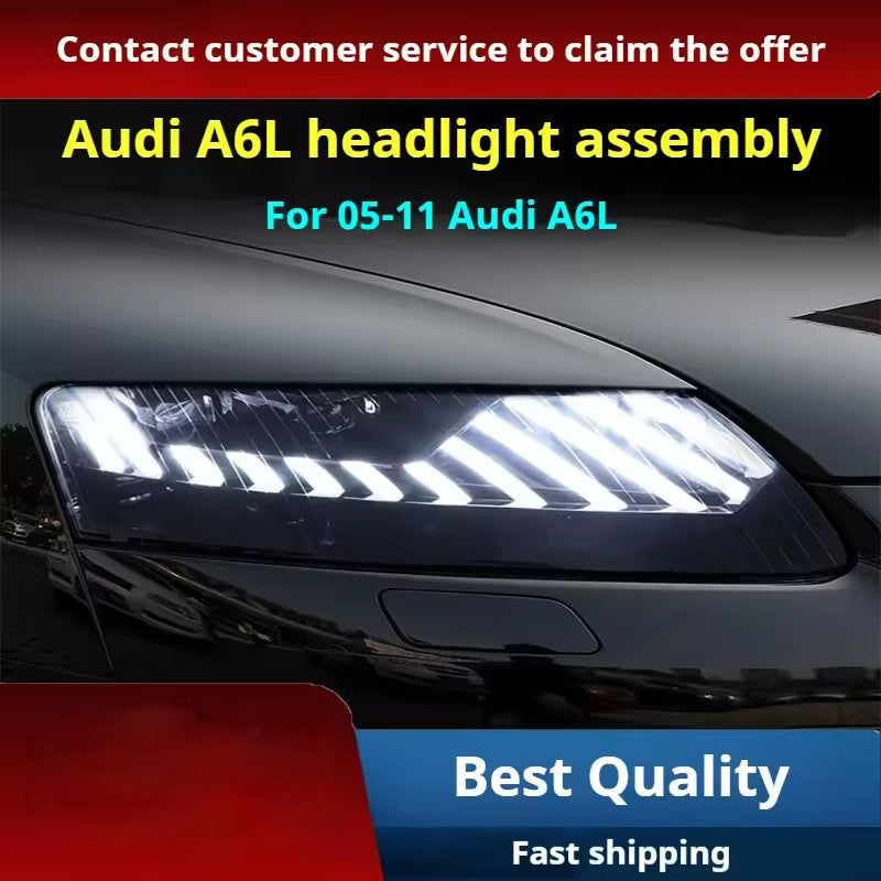 For Audi A6 A6L LED Headlights 2005-2011 Projetor Lens Headlamp DRL Sequential Turn Signal LED Headlight Assembly