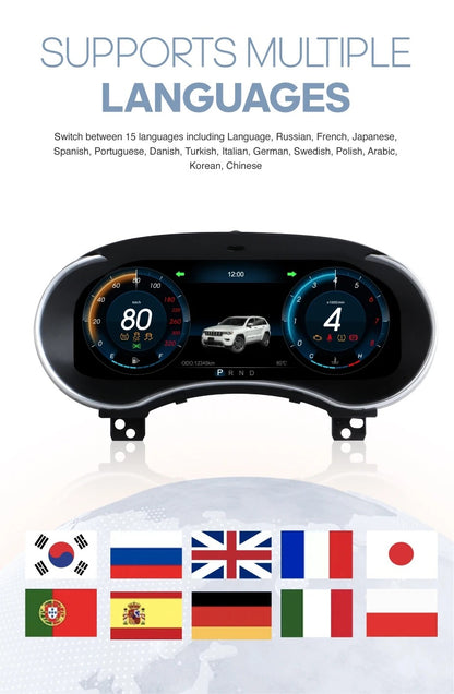 12.3" Inch Digital LCD Dashboard instrument Cockpit For Jeep Grand Cherokee WK2 2014-2020 | PareiAuto