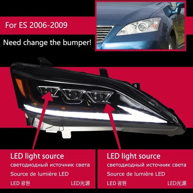 LED Headlights For Lexus ES200 ES300 2006-2012 DRL Sequential Turn Signal HeadLamps