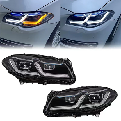 For BMW 5 Series F10 F18 2011-2017 LED Projector Lens Headlights Sequential Turn Signal Headlamps