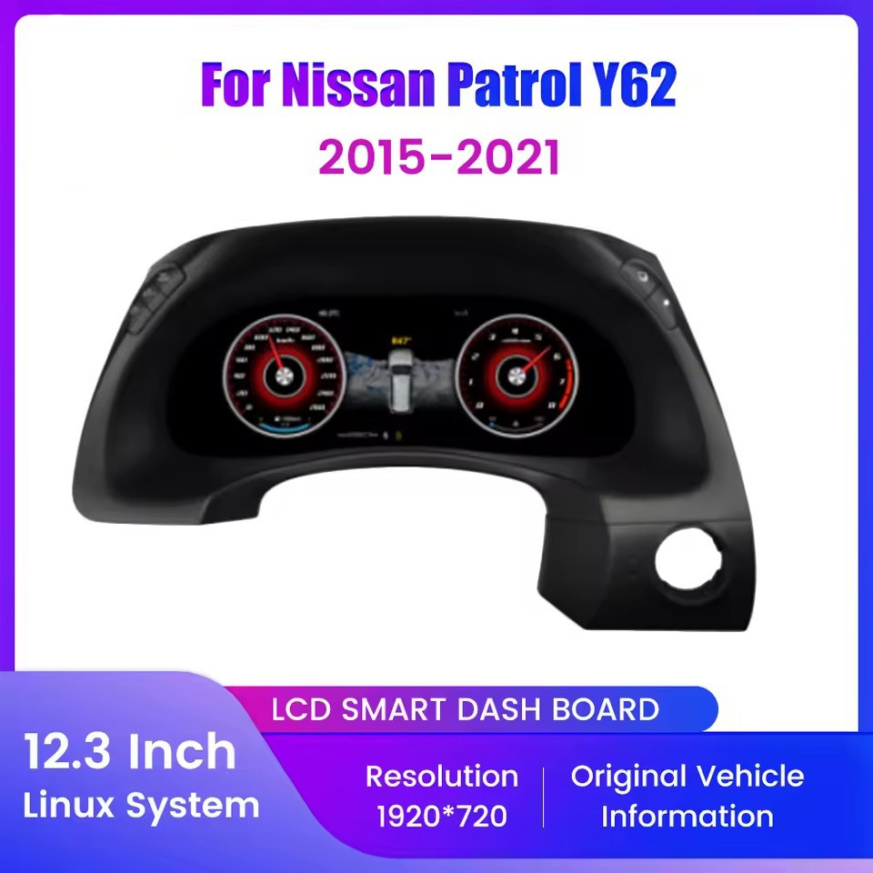 12.3" LCD Digital Dashboard Cluster For Nissan Patrol Y62 2015-2021 Virtual Instrument Panel Speedometer Cockpit | PareiAuto