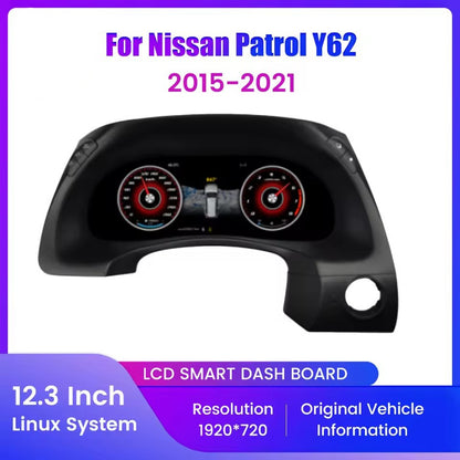 12.3" LCD Digital Dashboard Cluster For Nissan Patrol Y62 2015-2021 Virtual Instrument Panel Speedometer Cockpit | PareiAuto