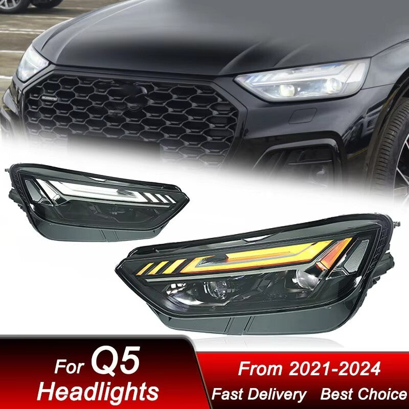 LED Headlights Assembly For Audi Q5 2021-2024 Sequential Turn Signal Start Up Animation Lamps LED Headlight Assembly