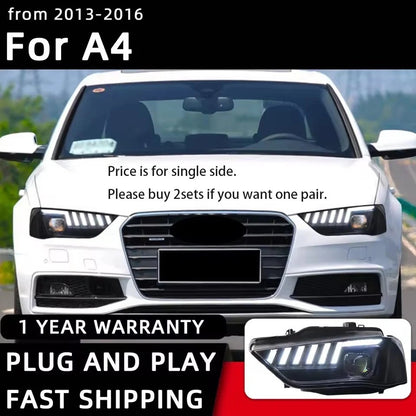 For Audi A4 2013-2016 A4L B8 LED Headlight DRL Turn Signal Light Projector Lens HeadLamps LED Headlight Assembly