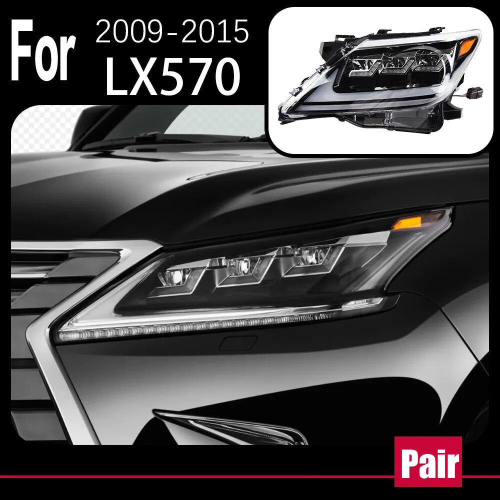 LED Headlights For Lexus LX570 2009-2015 Front DRL Sequential Turn Signal Headlamps Assembly