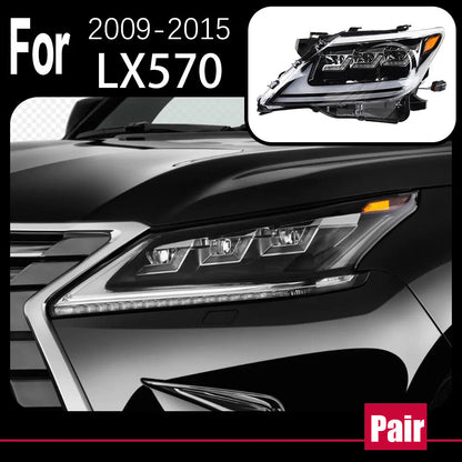 LED Headlights For Lexus LX570 2009-2015 Front DRL Sequential Turn Signal Headlamps Assembly