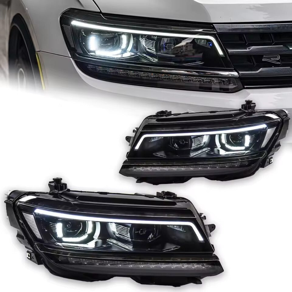 For VW Tiguan 2017-2021 LED Headlight Sequential Turn Signal DRL Hid Angel Eye Bi Xenon Beam LED Headlight Assembly