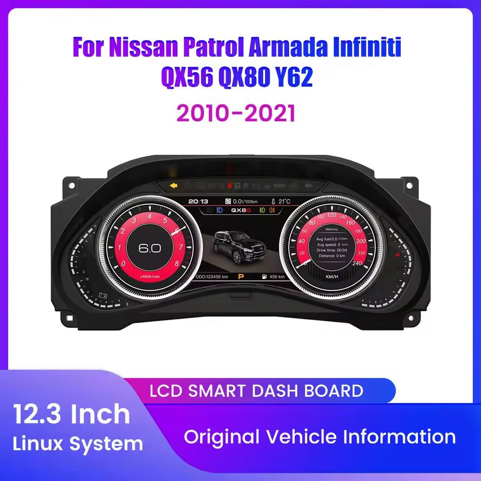 For Nissan Patrol Infiniti QX56 Y62 2010-2021 LCD Digital Dashboard Cluster Instrument Panel | PareiAuto