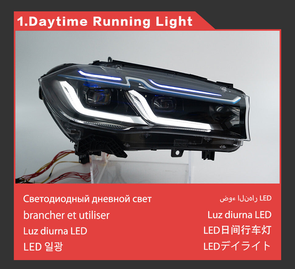 LED Headlights Sequential Turn Signal Front DRL Lamps For BMW X5 F15 2014 2015 2016 2017 2018
