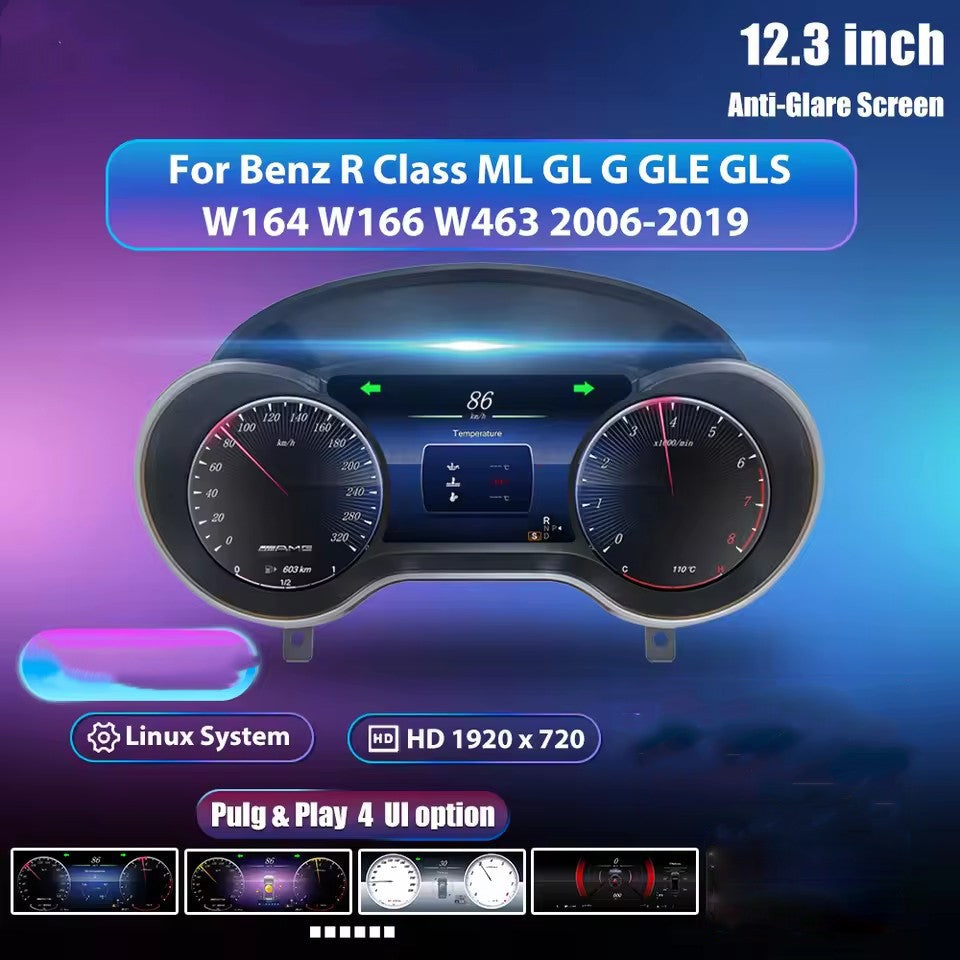 12.3" Inch LCD Digital Dashboard Cluster For Benz R Class ML GL G GLE GLS W164 W166 W463 2006-2019 | PareiAuto