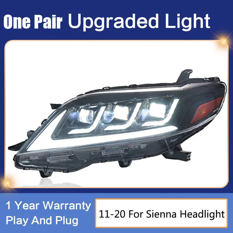 LED Headlight Upgrade For Toyota Sienna 2011-2020 Projector Lens Front DRL Animation Lamps LED Headlight Assembly