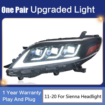 LED Headlight Upgrade For Toyota Sienna 2011-2020 Projector Lens Front DRL Animation Lamps LED Headlight Assembly