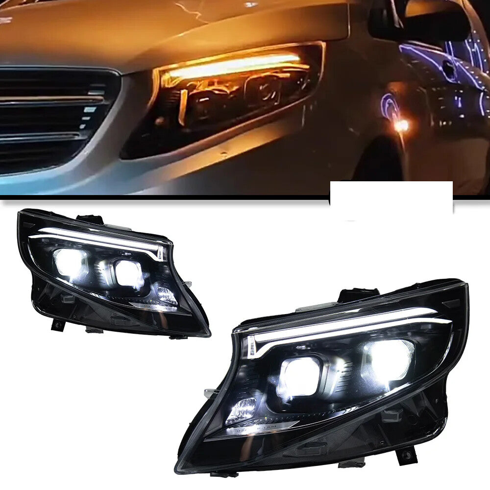 For Benz Vito W447 2016-2023 LED Headlight LED Front DRL Dynamic Turn Signal Projector Lens LED Headlight Assembly