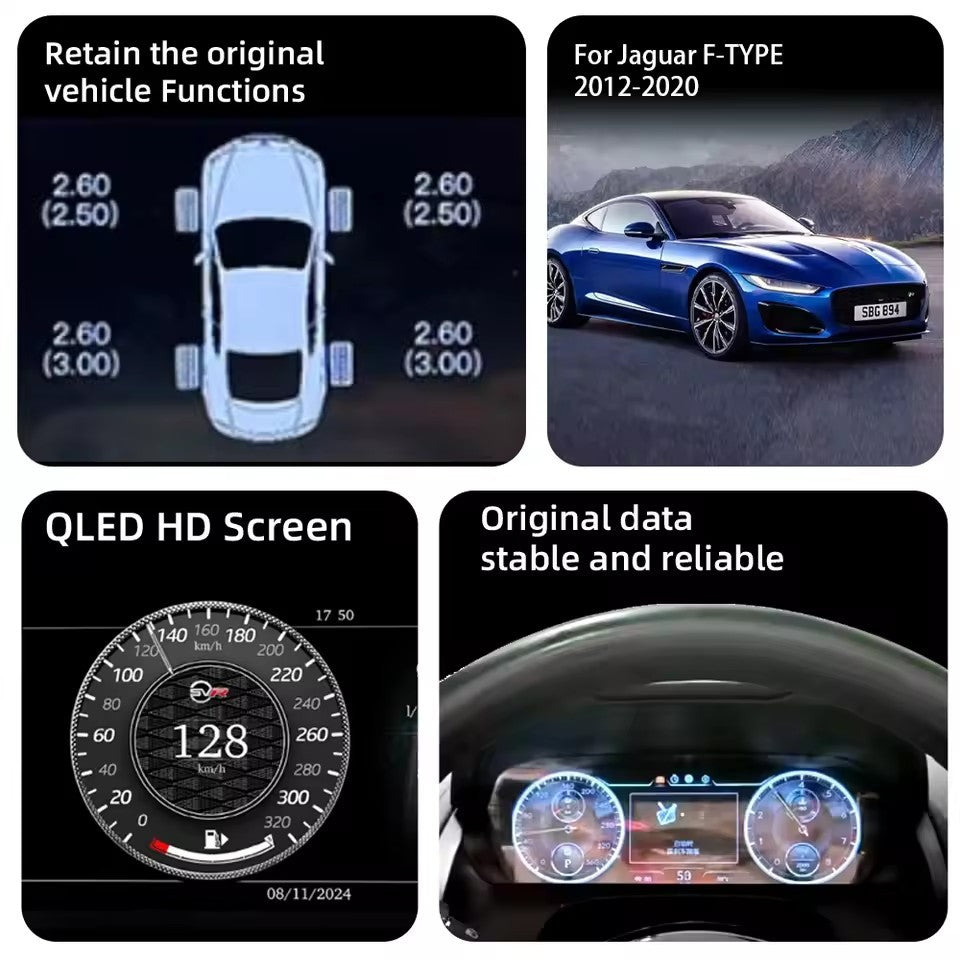 12.3” Inch LCD Digital Cluster Dashboard For Jaguar F-TYPE 2012-2020 Speedometer Wireless CarPlay | PareiAuto