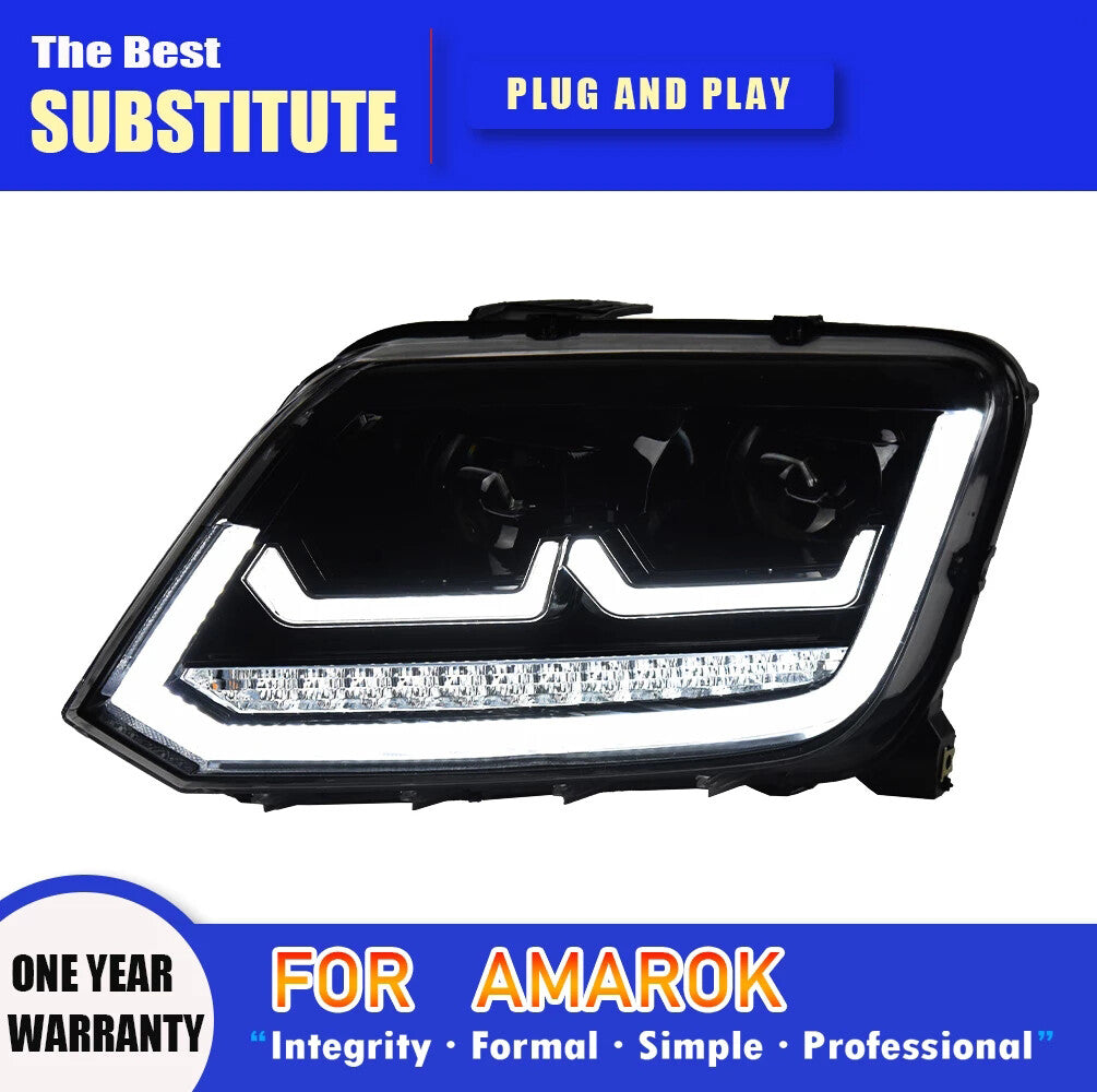 For VW Amarok 2010-2022 LED Headlight Projector Lens DRL Sequential Turn Signal Animation