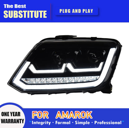 For VW Amarok 2010-2022 LED Headlight Projector Lens DRL Sequential Turn Signal Animation