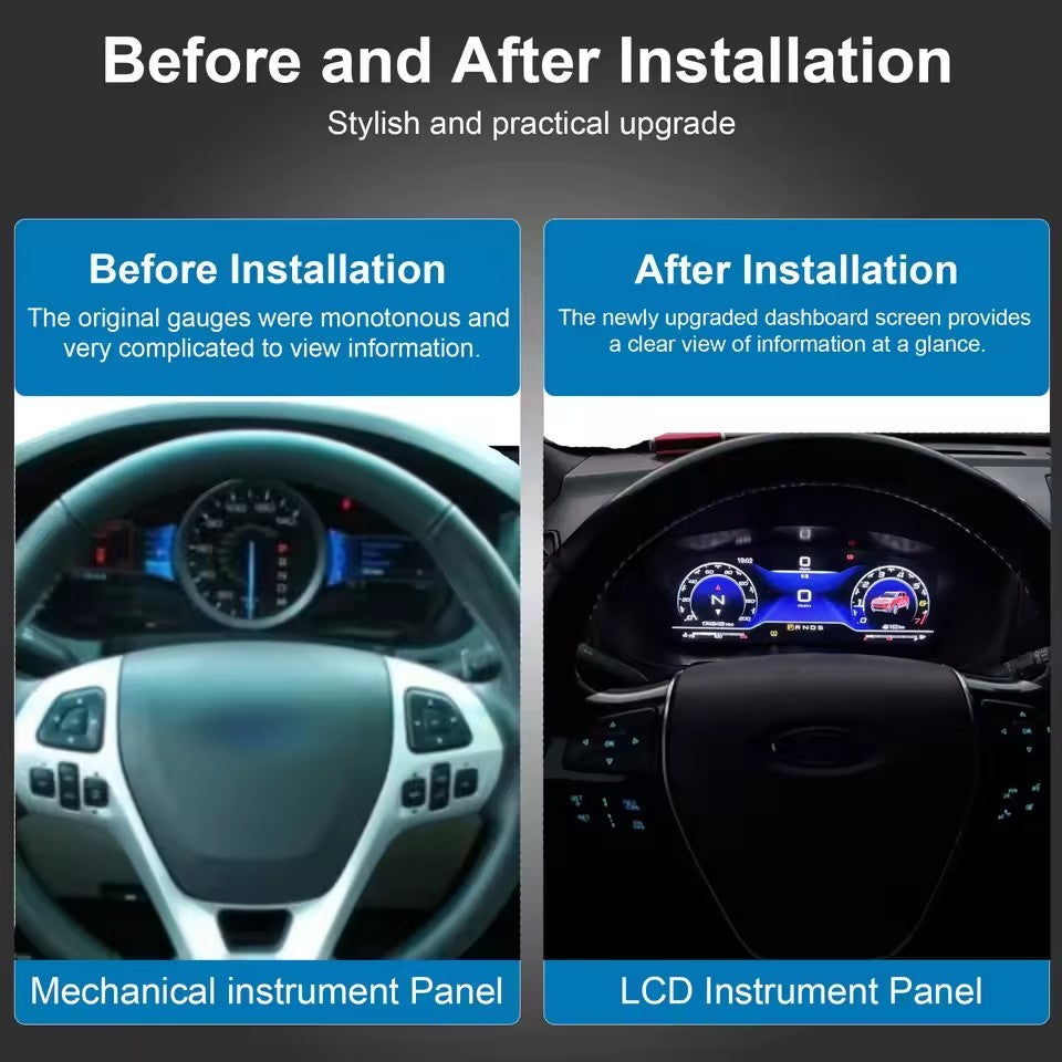 12.3" Inch Digital Instrument Cluster For Ford Explorer 2016 2017 2018 2019 Speedometer Dashboard | PareiAuto
