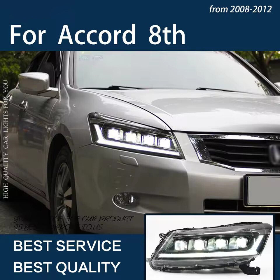 For Accord 8th G8 2008-2012 Upgrade LED Sequential Headlight Turn Signal Start up Animation LED Headlight Assembly