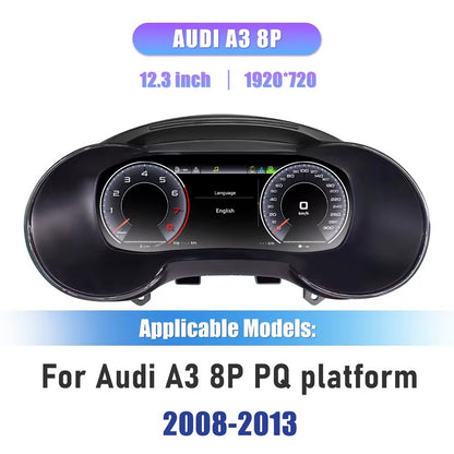 12.3'' Digital Dashboard For Audi A3 S3 8P PQ 2008-2013 Carplay Car Lcd Panel Speedometer Virtual Cockpit | PareiAuto