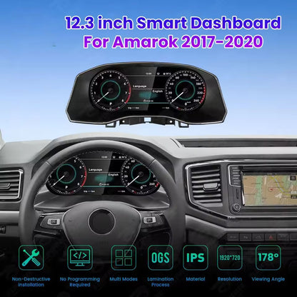 12.3" LCD Digital Cluster For VW Amarok 2017-2020 Dashboard Virtual Instrument | PareiAuto
