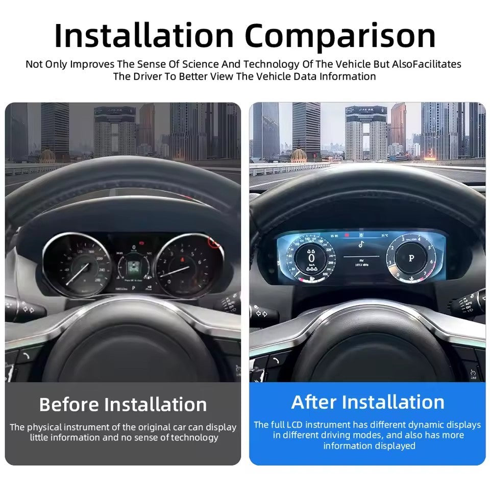 12.3” LCD Digital Cluster Dashboard For Jaguar XE/F-PACE 2015 2016 2017 2018 2019 2020 Speedometer | PareiAuto