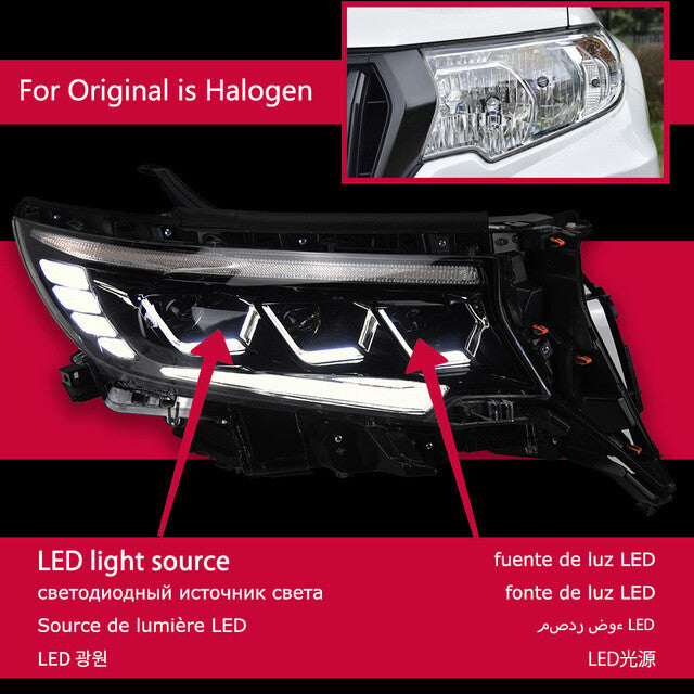 LED Headlight For Toyota Prado 2018 2019 2020 2021 2022 DRL Sequential Turn Signal Front DRL HeadLamps Assembly