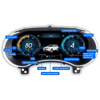 12.3" Inch Digital LCD Dashboard instrument Cockpit For Jeep Grand Cherokee WK2 2014-2020 | PareiAuto