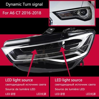 For AUDI A6 A6L C7 2016 2017 2018 Headlights LED Sequential Turn Signal Front DRL Lamps
