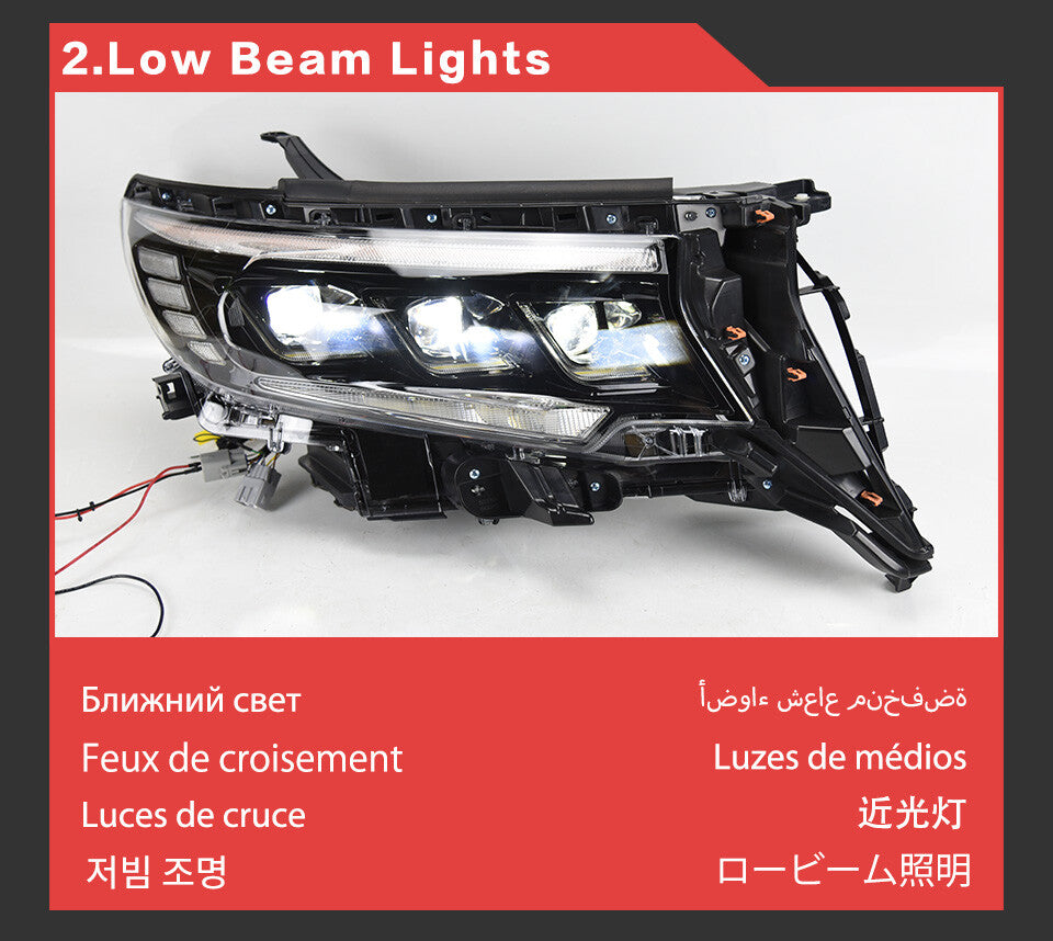 LED Headlight For Toyota Prado 2018 2019 2020 2021 2022 DRL Sequential Turn Signal Front DRL HeadLamps Assembly