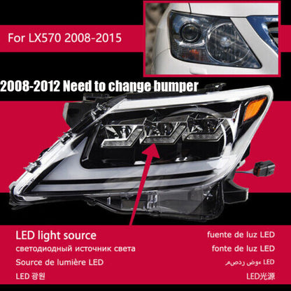 LED Headlights For Lexus LX570 2009-2015 Front DRL Sequential Turn Signal Headlamps Assembly