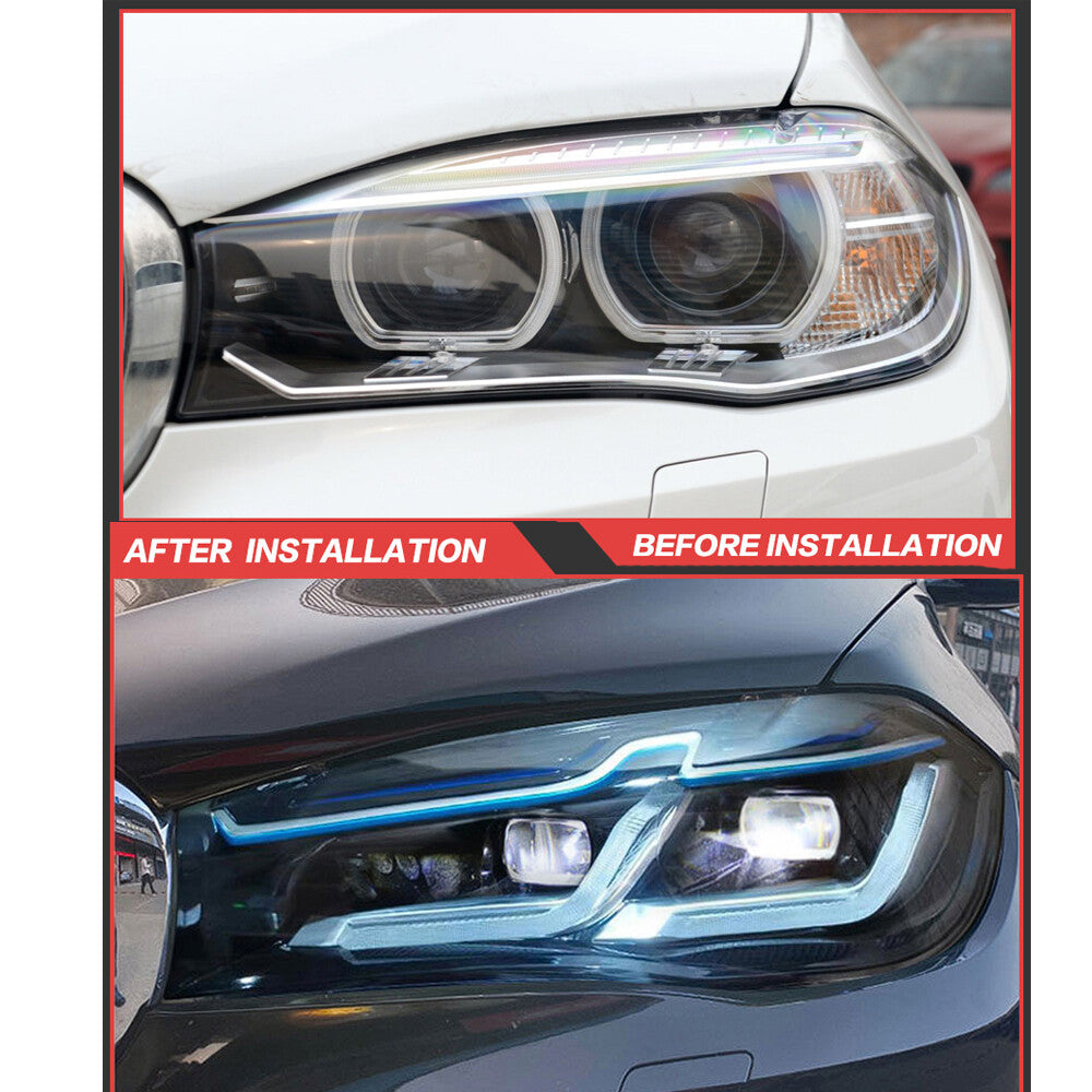 LED Headlights Sequential Turn Signal Front DRL Lamps For BMW X5 F15 2014 2015 2016 2017 2018