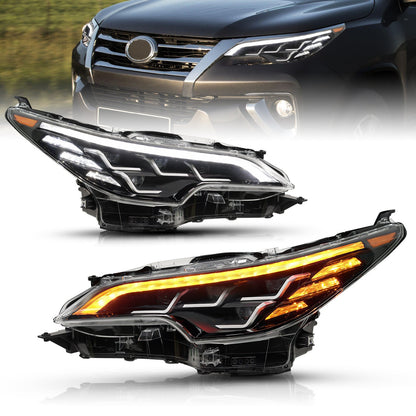 For Toyota Fortuner 2016-2020 LED DRL Front Turn Signal Lamp Projector Lens Headlight LED Headlight Assembly