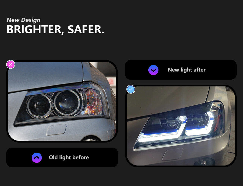 LED Headlight For BMW X3 F25 2010 2011 2012 2013 2014 Projector Lens Pre-LCI Front DRL Turn Signal Headlamps
