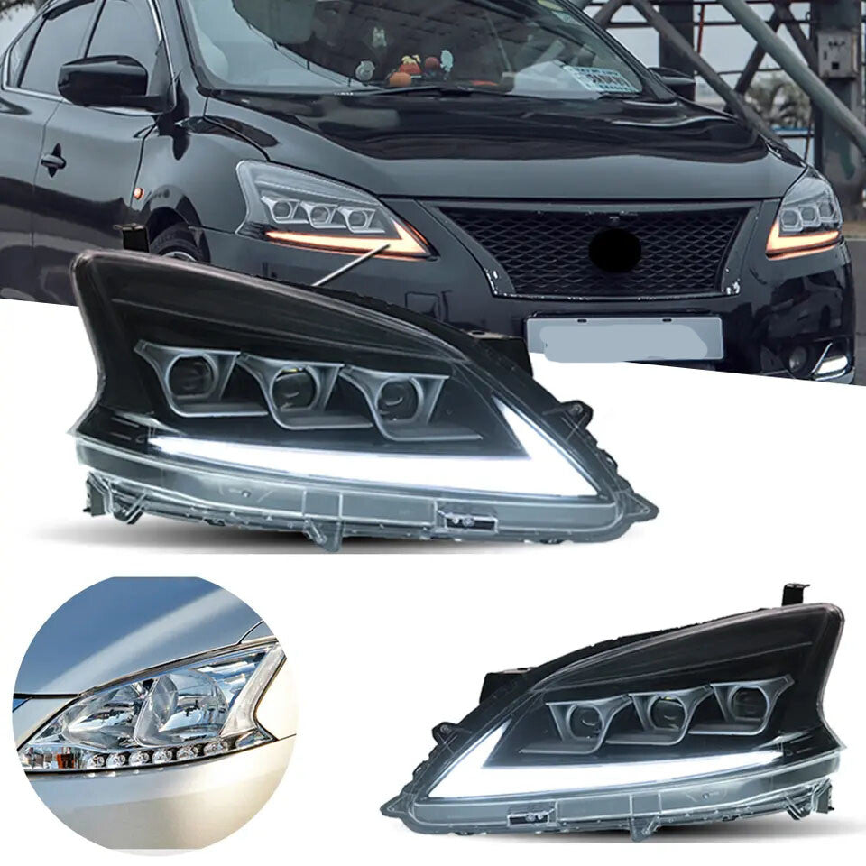 For Nissan Sylphy 2012-2015 Sequential Turn Signal Front DRL Lamps Assembly LED Headlights LED Headlight Assembly