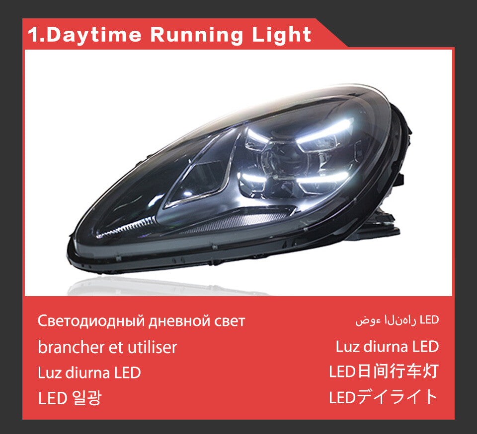 For Porsche Macan 2014 2015 2016 2017 2018 2019 2020 2021 2022 LED Headlight Projector Lens DRL Turn Signal Lamps