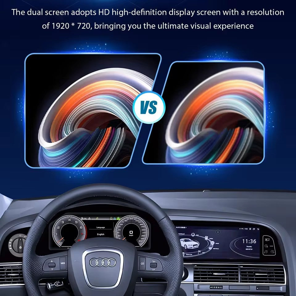 23'' Inch LCD Digital Cluster For AUDI A6 2005-2014 Double screen Dashboard Panel Speedometer | PareiAuto