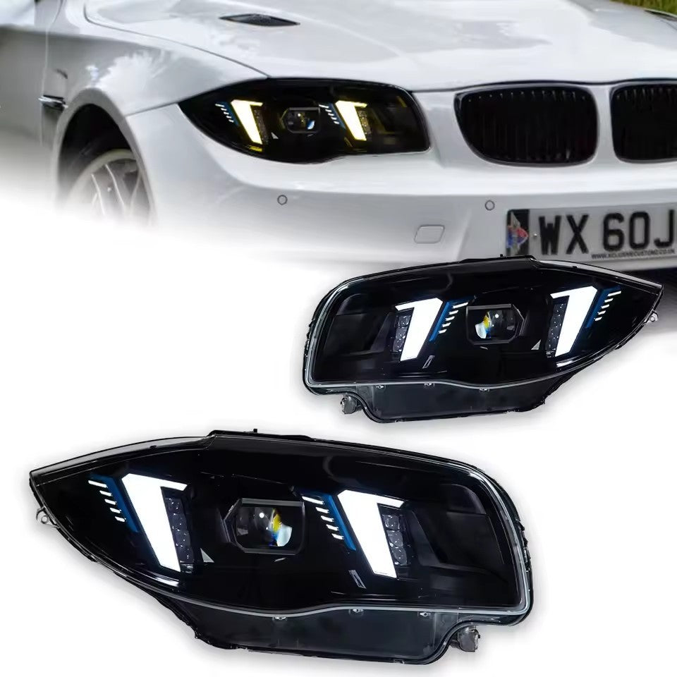 For BMW 1 Series E87 2007-2011 LED Headlight Projector lens DRL Head Lamp Animation Turn Signal Lamps LED Headlight Assembly
