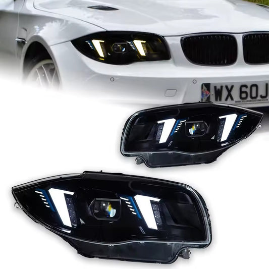 For BMW 1 Series E87 2007-2011 LED Headlight Projector lens DRL Head Lamp Animation Turn Signal Lamps LED Headlight Assembly