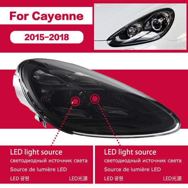Headlights For Porsche Cayenne 958 2011-2014 2015-2018 LED Front Turn Signal Head Lamps