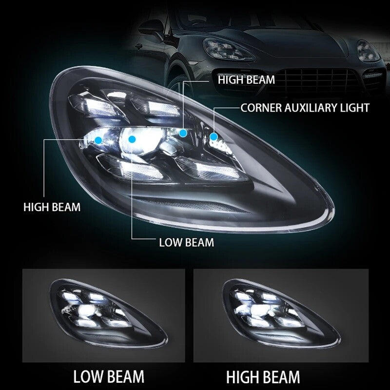 Headlights For Porsche Cayenne 958 2011-2014 2015-2018 LED Front Turn Signal Head Lamps